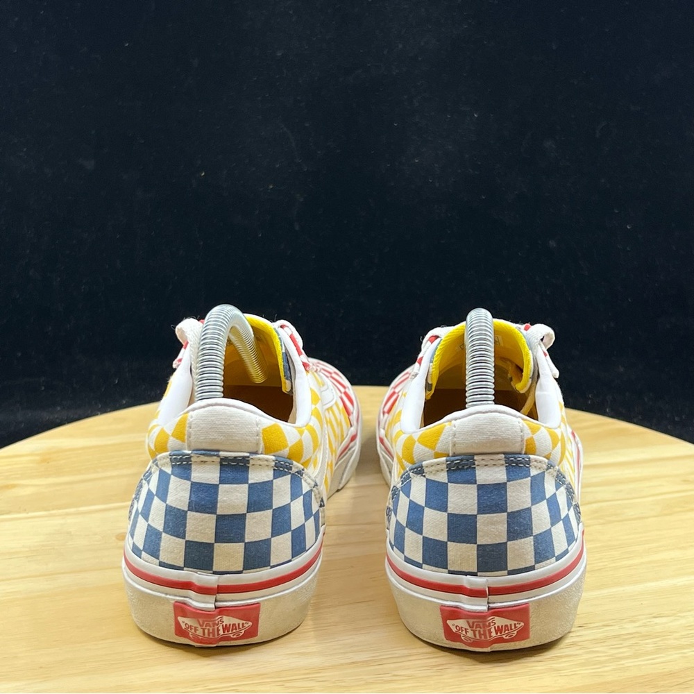 Vans Old Skool Red/ Blue/ Yellow Checkerboard Sz 6Y/Women’s Size 7.5 Skate Shoes - Picture 7 of 10